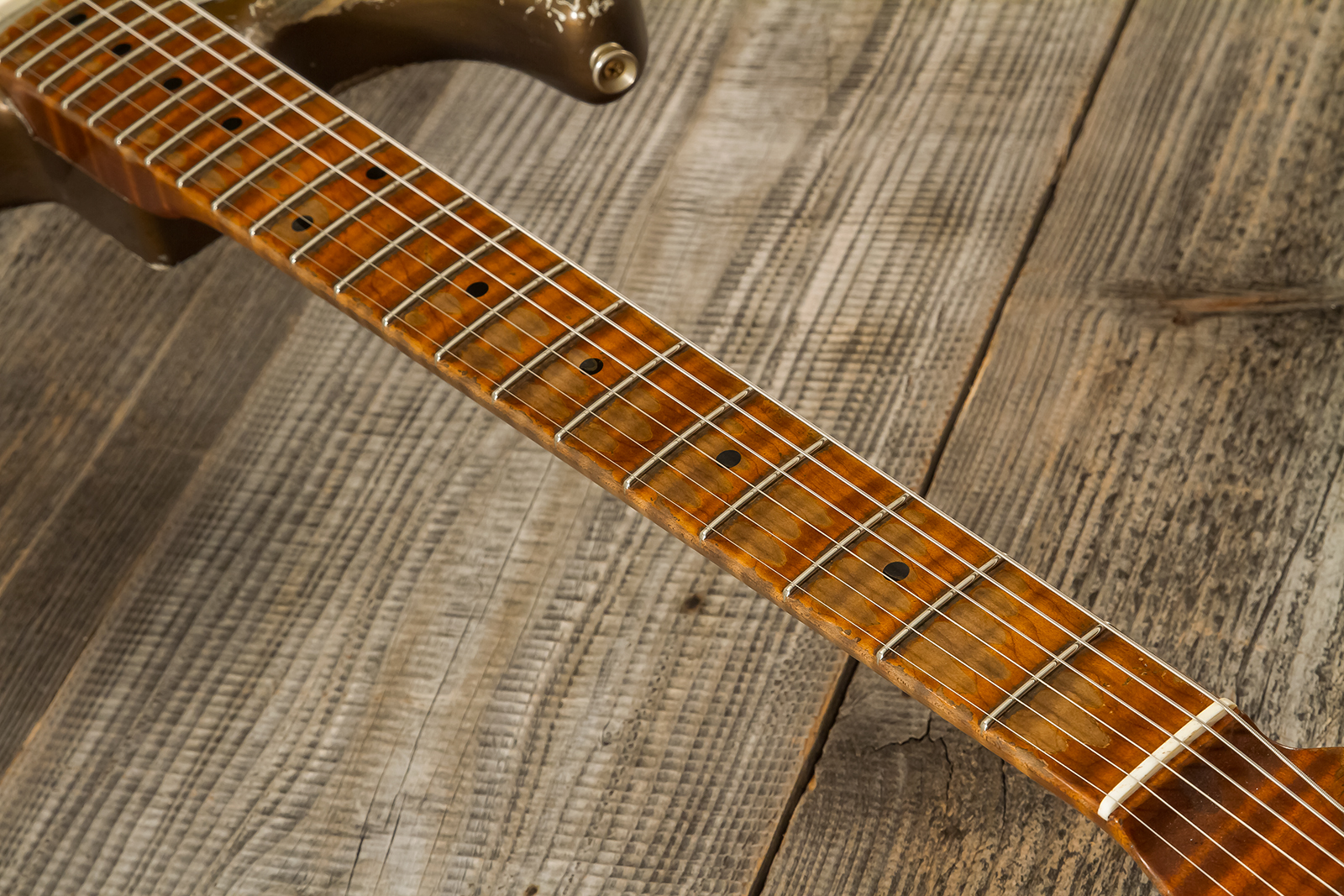 Fender Custom Shop Strat 1957 Masterbuilt D.wilson 3s Trem Mn #cz578116 - Relic Bronze - E-Gitarre in Str-Form - Variation 5