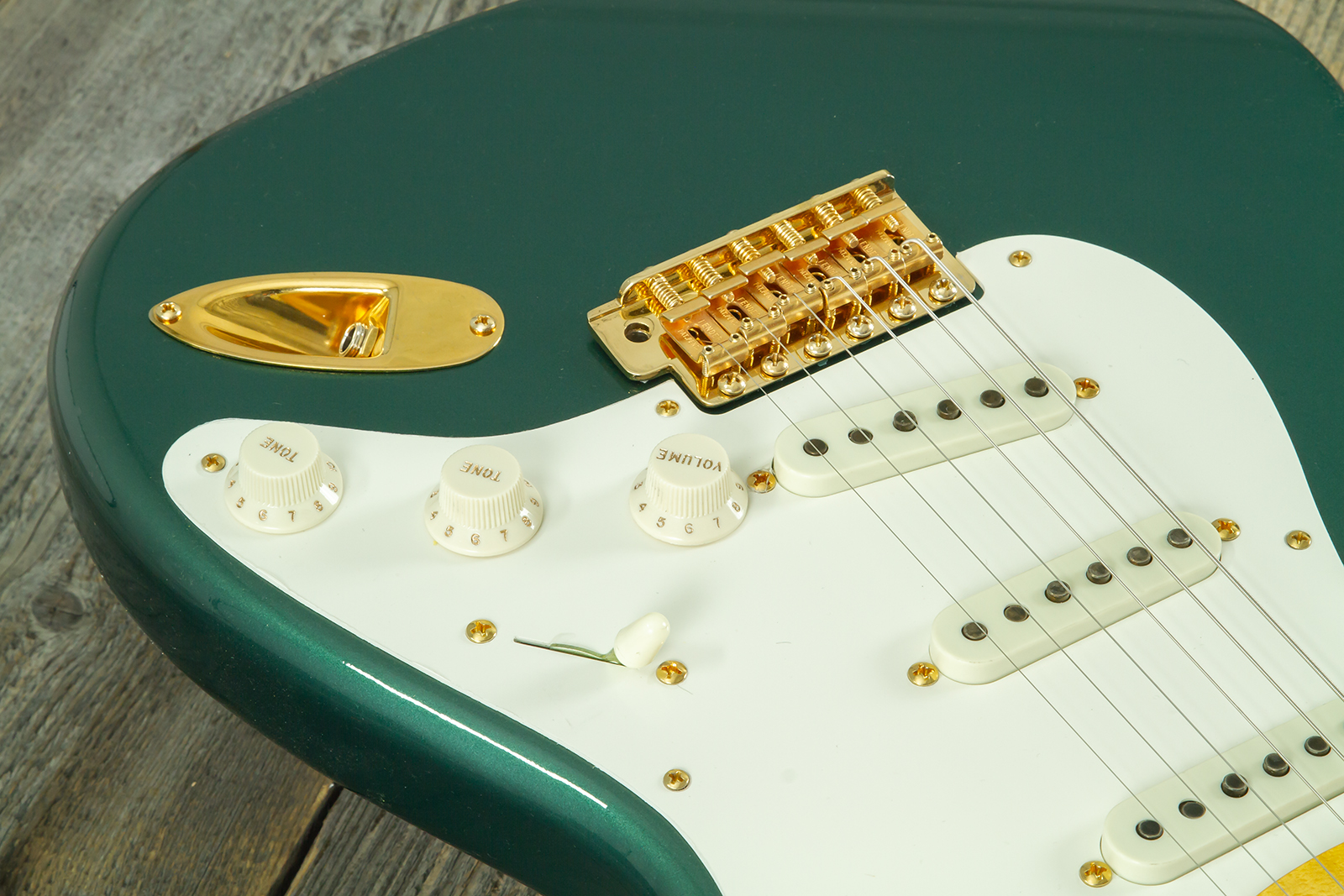 Fender Custom Shop Strat 1957 Vintage Custom 3s Trem Mn #r145062 - Time Capsule Sherwood Green Metallic - E-Gitarre in Str-Form - Variation 3
