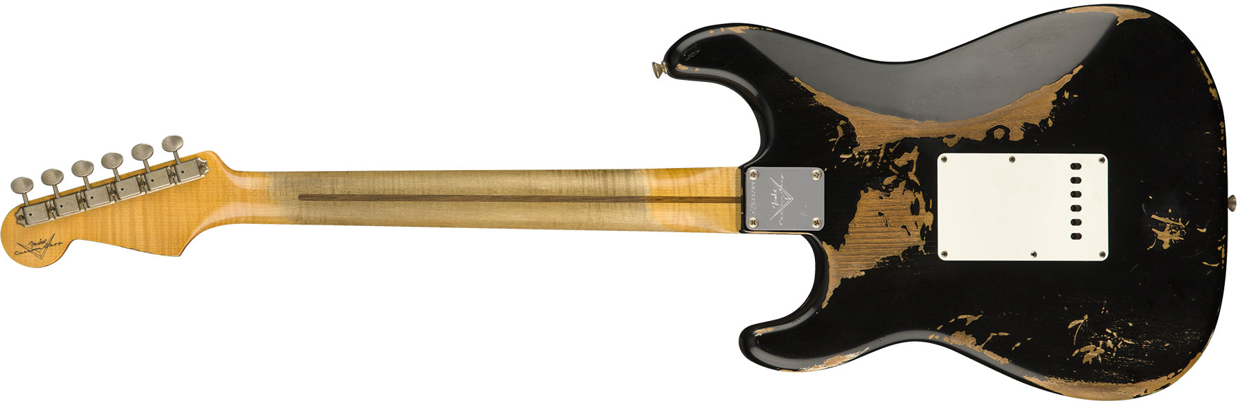 Solidbody e-gitarre Fender Custom Shop 1958 Stratocaster (MN) - heavy relic  aged black schwarz
