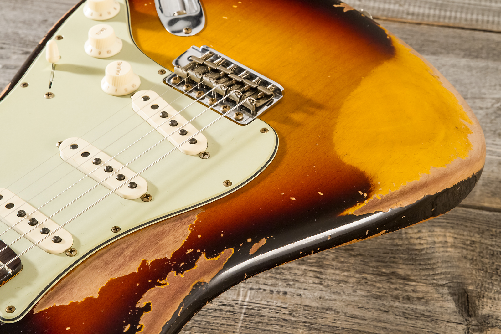 Fender Custom Shop Strat 1959 3s Trem #cz583182 - Super Heavy Relic Chocolate 3-color Sunburst - E-Gitarre in Str-Form - Variation 3