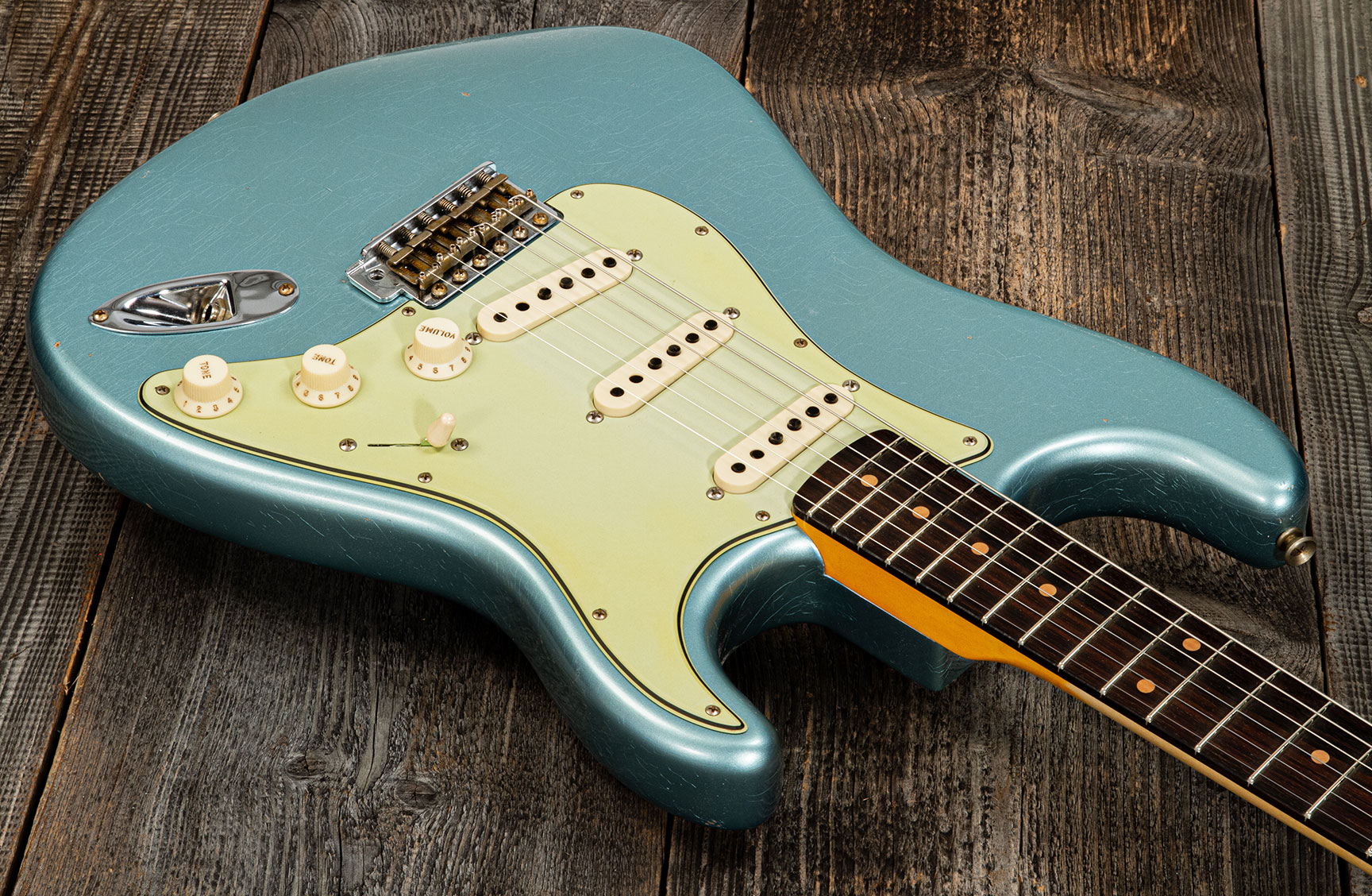 Fender Custom Shop Strat 1959 3s Trem Rw #cz566857 - Journeyman Relic Teal Green Metallic - E-Gitarre in Str-Form - Variation 2