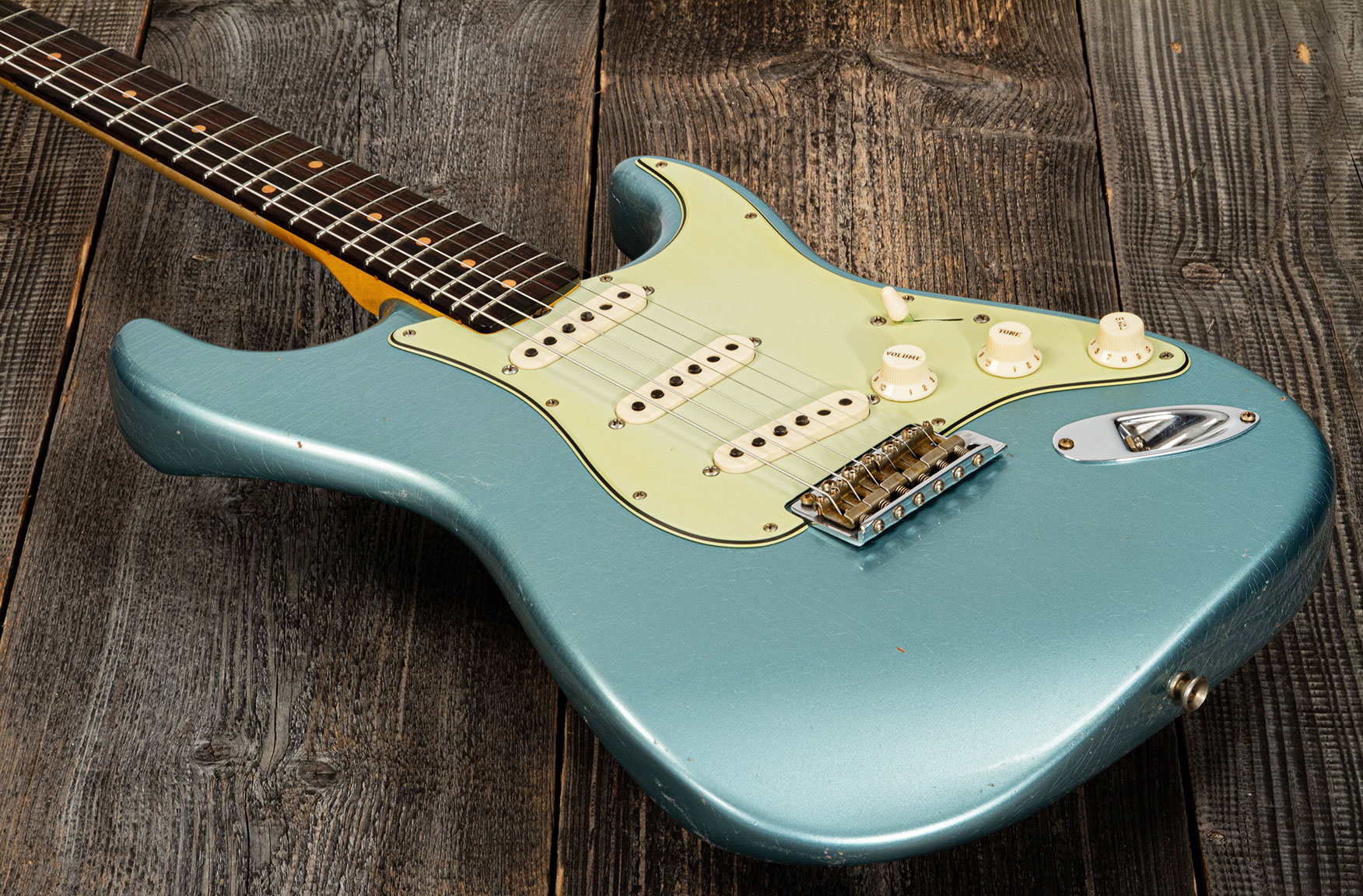 Fender Custom Shop Strat 1959 3s Trem Rw #cz566857 - Journeyman Relic Teal Green Metallic - E-Gitarre in Str-Form - Variation 3