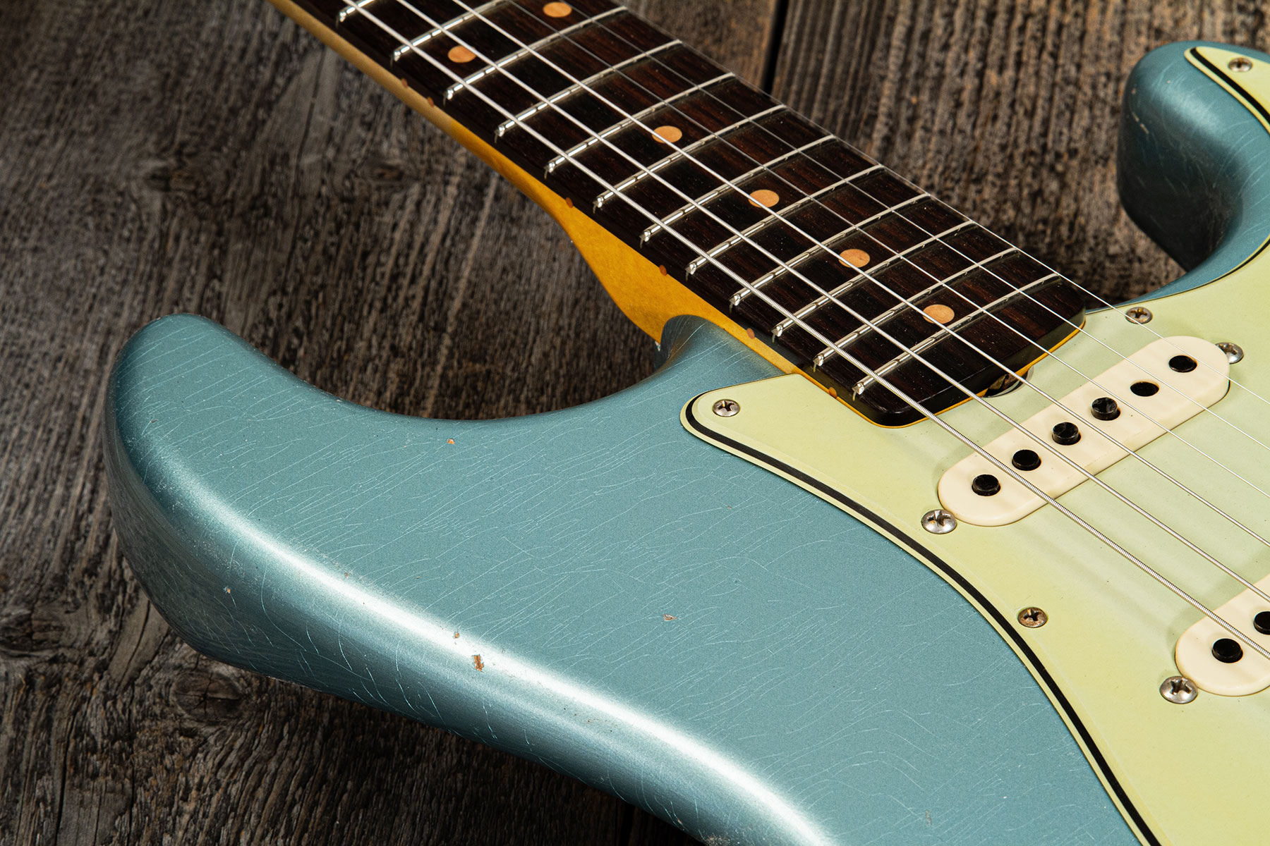 Fender Custom Shop Strat 1959 3s Trem Rw #cz566857 - Journeyman Relic Teal Green Metallic - E-Gitarre in Str-Form - Variation 4