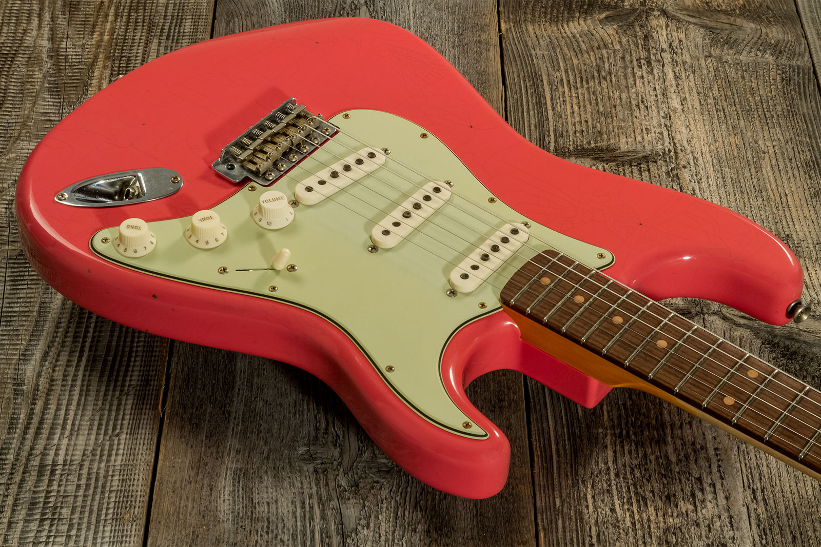 Fender Custom Shop Strat 1959 3s Trem Rw #cz569772 - Journeyman Relic Aged Fiesta Red - E-Gitarre in Str-Form - Variation 2