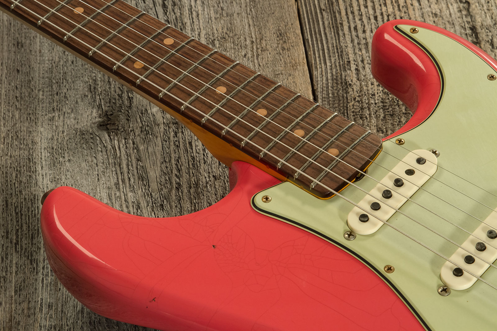 Fender Custom Shop Strat 1959 3s Trem Rw #cz569772 - Journeyman Relic Aged Fiesta Red - E-Gitarre in Str-Form - Variation 3