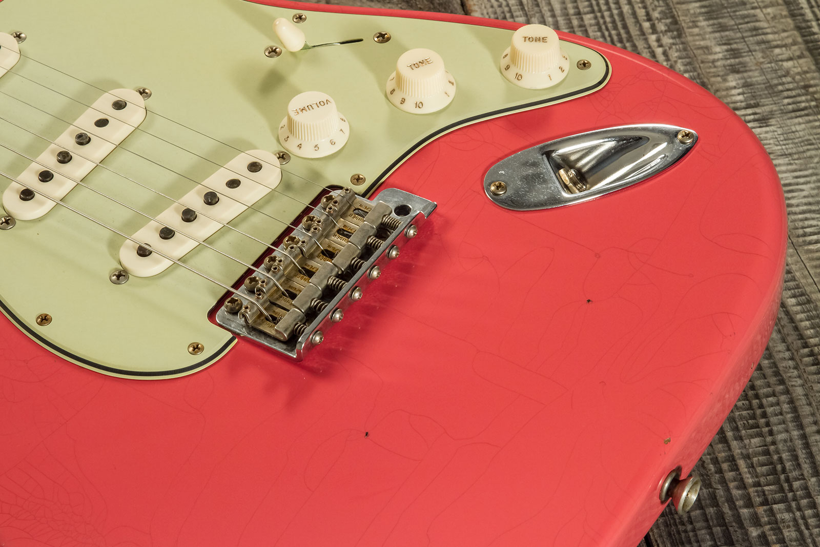 Fender Custom Shop Strat 1959 3s Trem Rw #cz569772 - Journeyman Relic Aged Fiesta Red - E-Gitarre in Str-Form - Variation 4