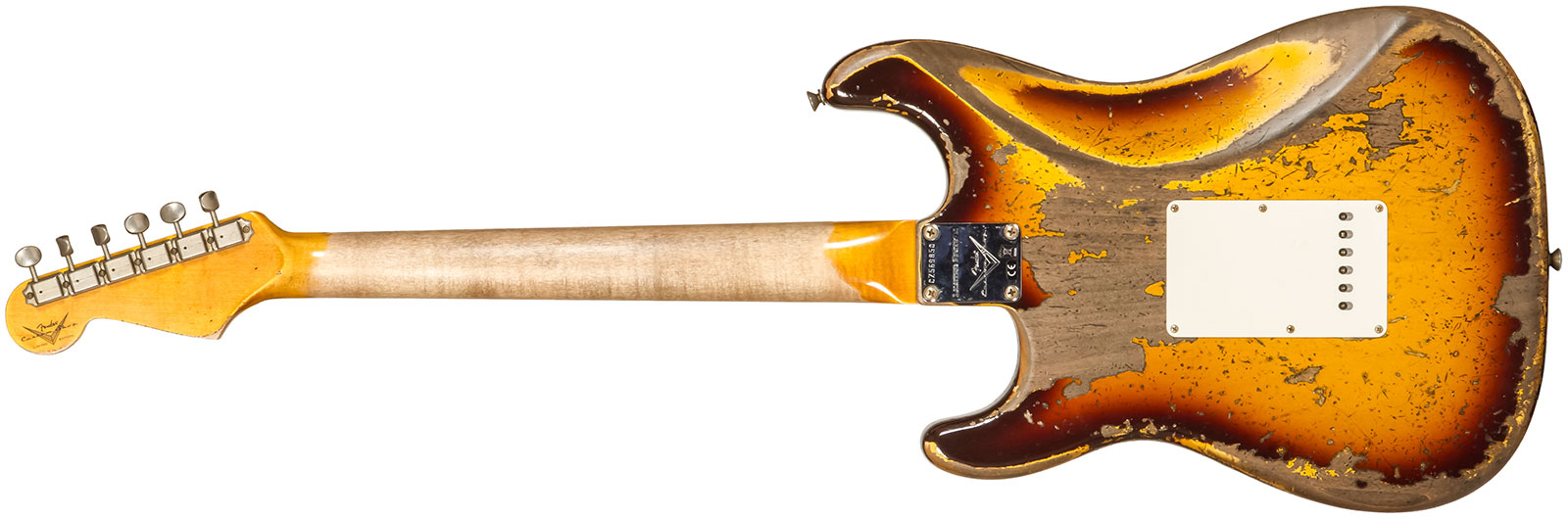Fender Custom Shop Strat 1959 3s Trem Rw #cz569850 - Super Heavy Relic Aged Chocolate 3-color Sunburst - E-Gitarre in Str-Form - Variation 1