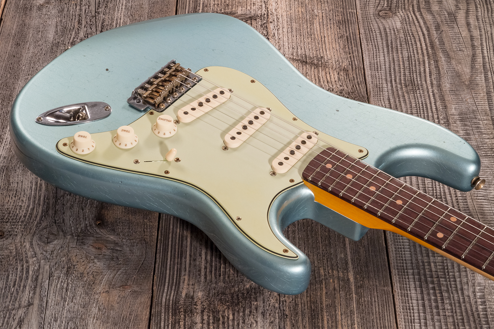 Fender Custom Shop Strat 1959 3s Trem Rw #cz570883 - Journeyman Relic Teal Green Metallic - E-Gitarre in Str-Form - Variation 2