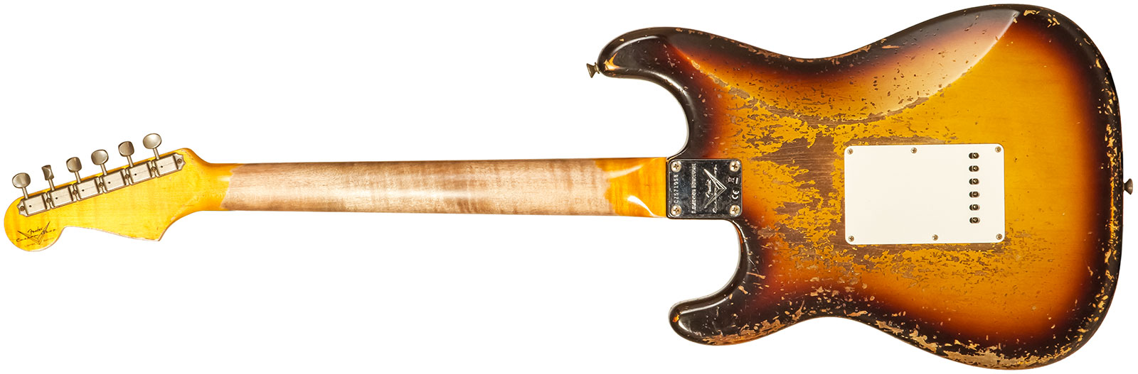 Fender Custom Shop Strat 1959 3s Trem Rw #cz571958 - Super Heavy Relic Aged Chocolate 3-color Sunburst - E-Gitarre in Str-Form - Variation 1