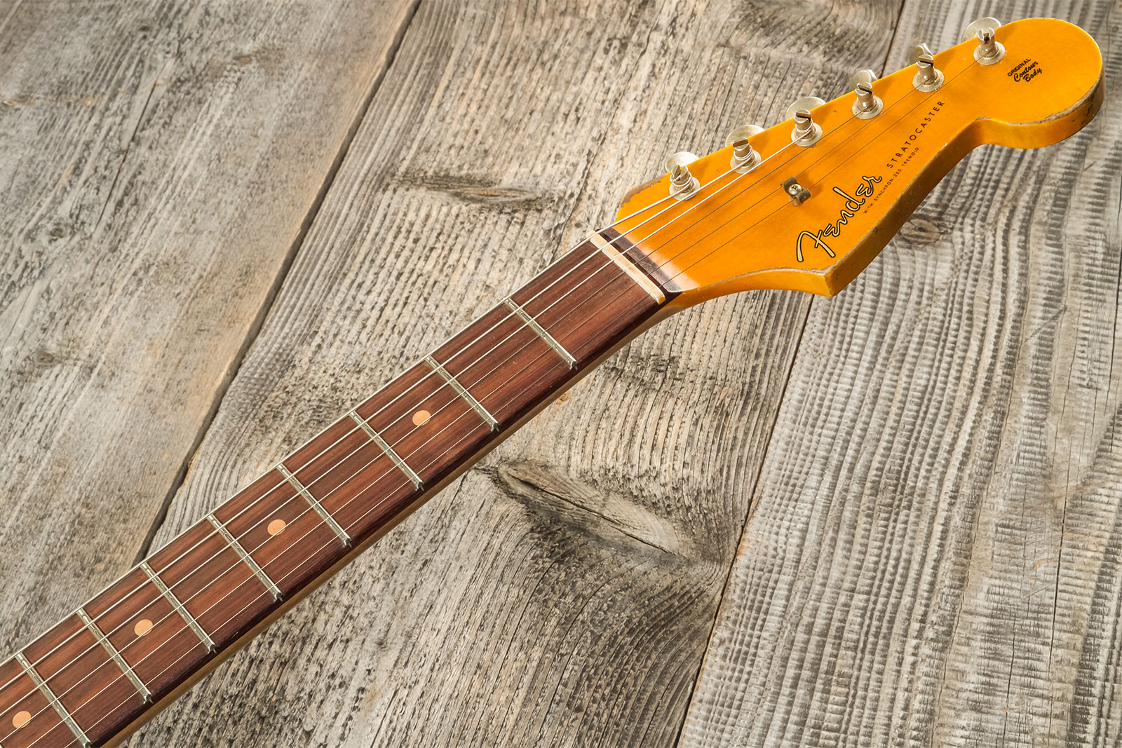 Fender Custom Shop Strat 1959 3s Trem Rw #cz576124 - Super Heavy Relic Sonic Blue O. Chocolate Sunburst - E-Gitarre in Str-Form - Variation 10