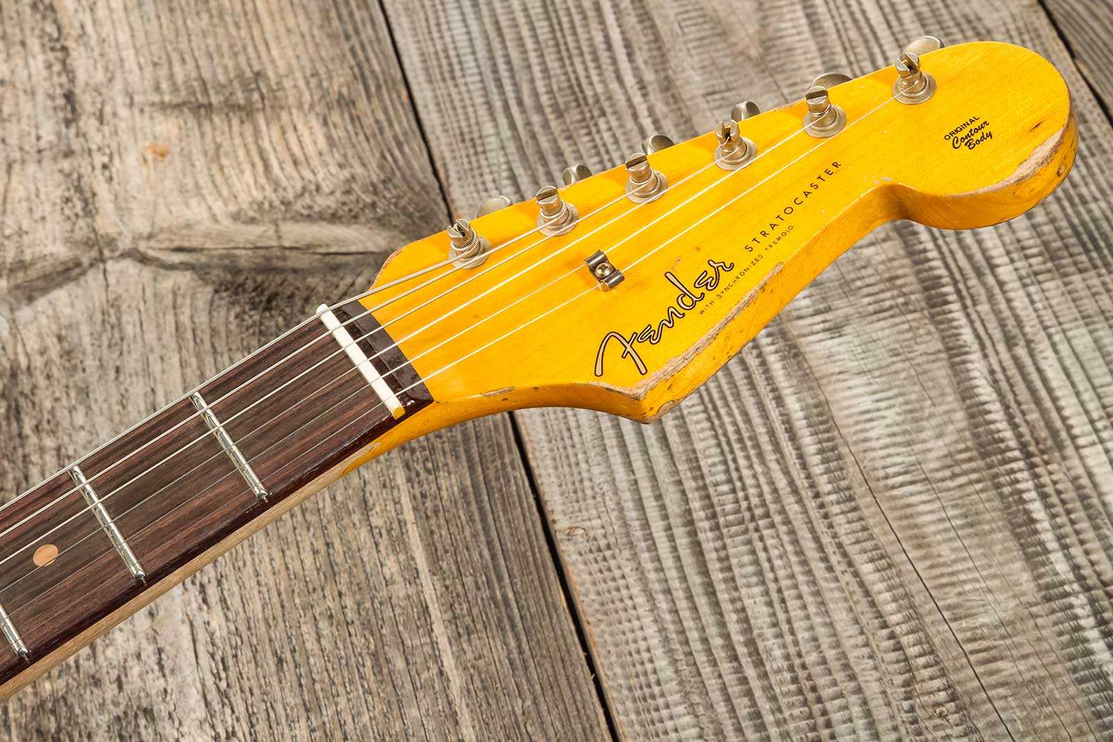 Fender Custom Shop Strat 1959 3s Trem Rw #cz576436 - Super Heavy Relic Vintage White O. 3-color Sunburs - E-Gitarre in Str-Form - Variation 9