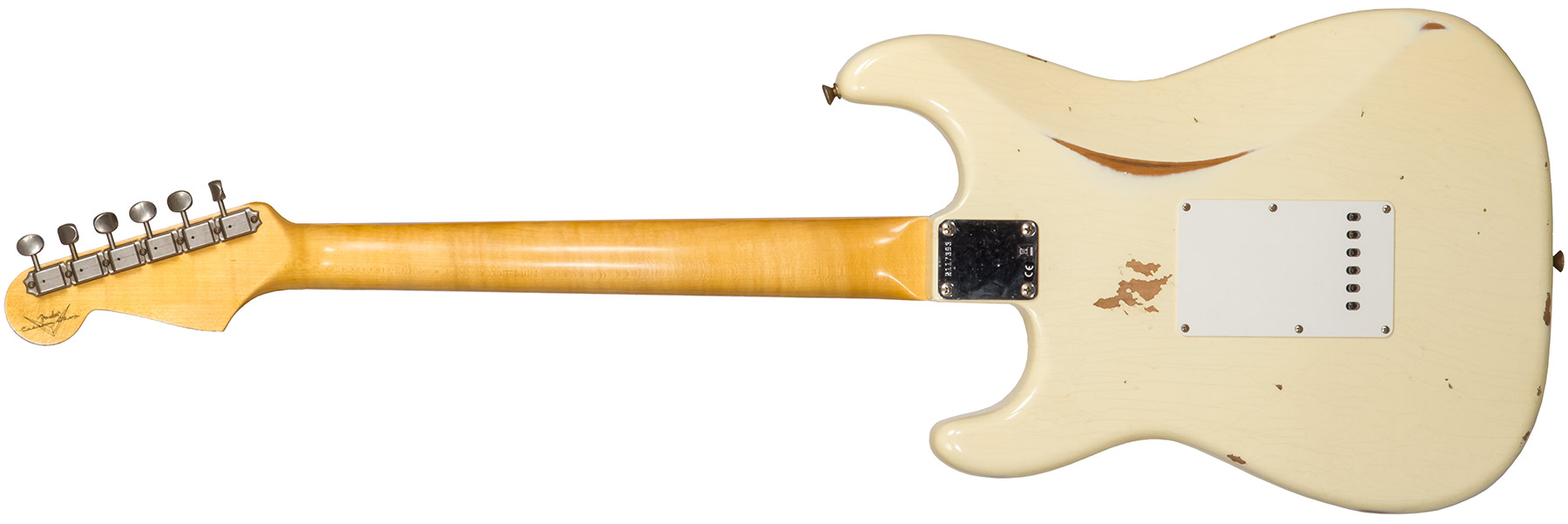 Fender Custom Shop Strat 1959 3s Trem Rw #r117393 - Relic Aged Vintage White - E-Gitarre in Str-Form - Variation 1