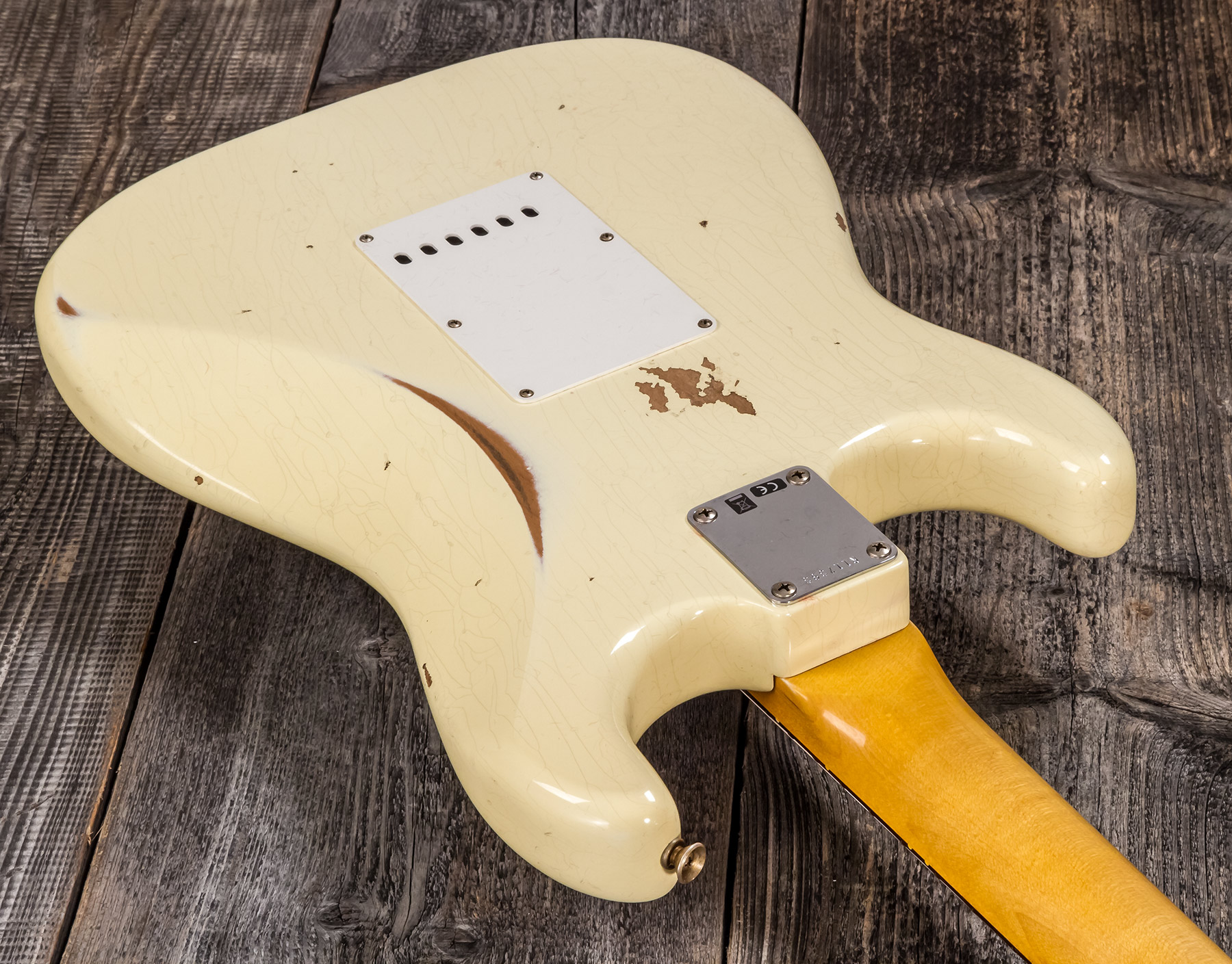 Fender Custom Shop Strat 1959 3s Trem Rw #r117393 - Relic Aged Vintage White - E-Gitarre in Str-Form - Variation 4