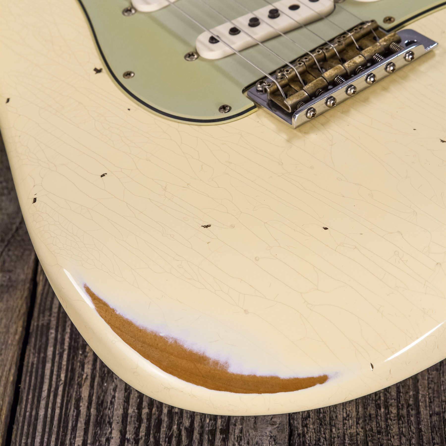 Fender Custom Shop Strat 1959 3s Trem Rw #r117393 - Relic Aged Vintage White - E-Gitarre in Str-Form - Variation 5