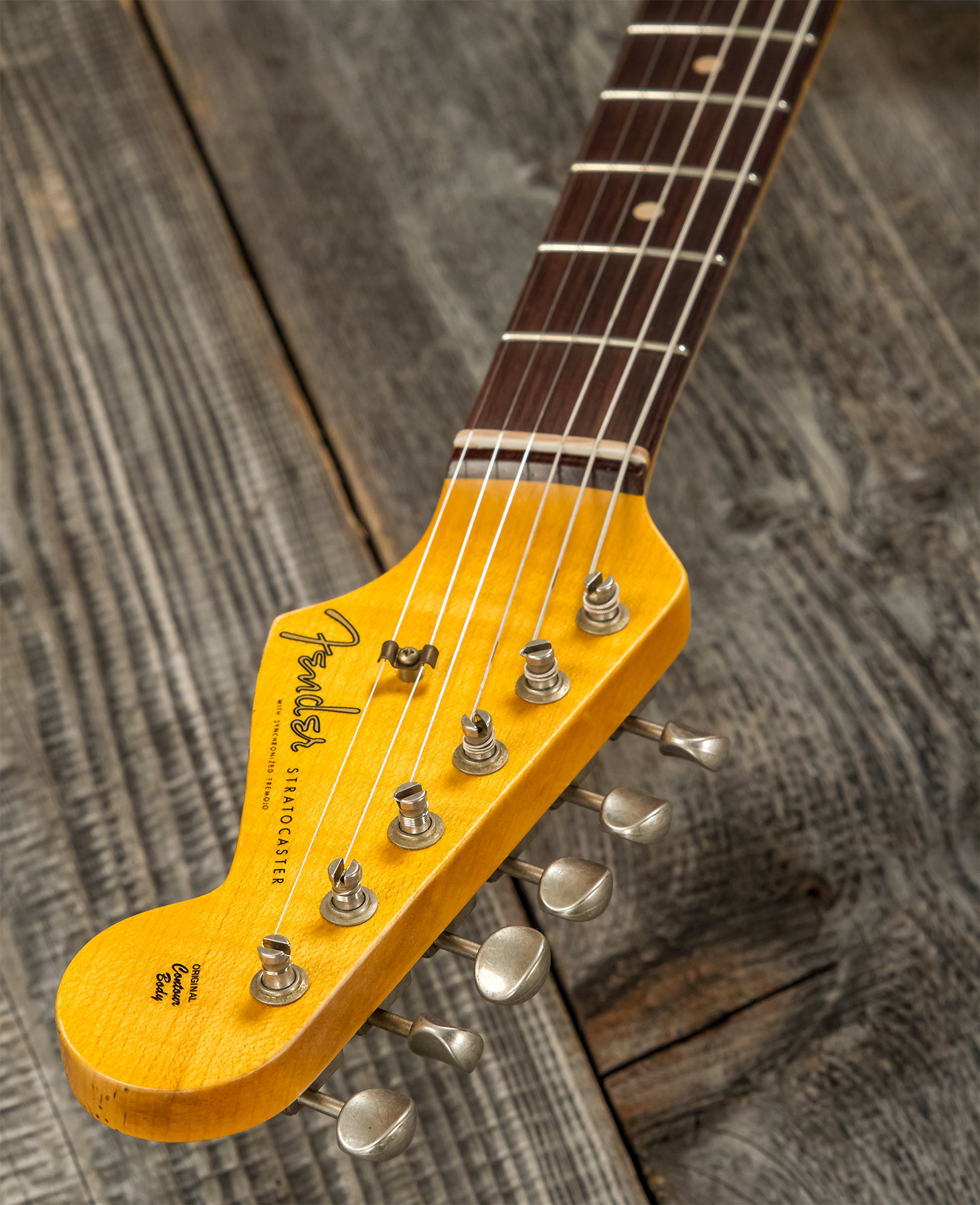 Fender Custom Shop Strat 1959 3s Trem Rw #r117393 - Relic Aged Vintage White - E-Gitarre in Str-Form - Variation 8