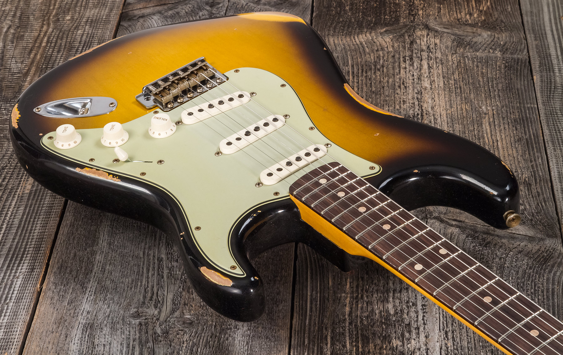 Fender Custom Shop Strat 1959 3s Trem Rw #r117661 - Relic 2-color Sunburst - E-Gitarre in Str-Form - Variation 2