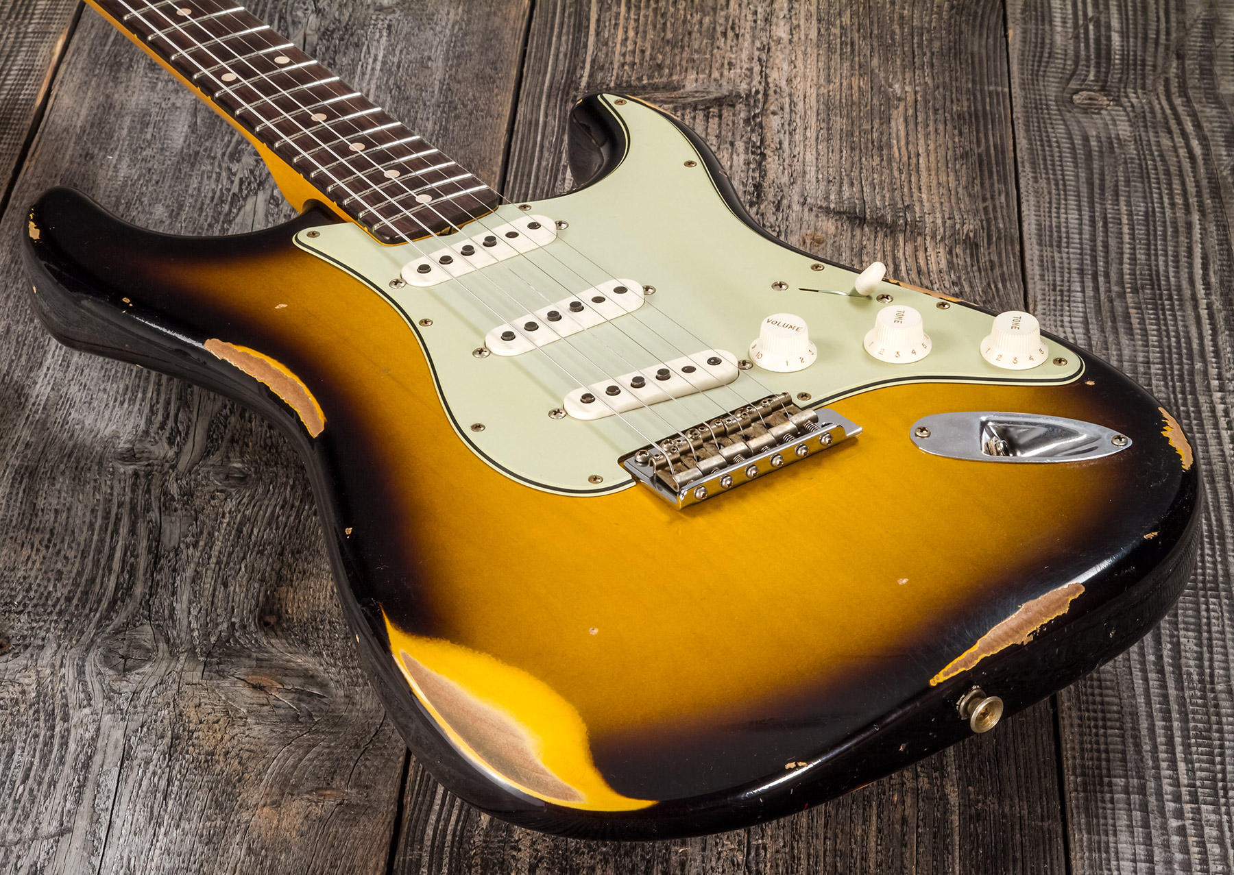 Fender Custom Shop Strat 1959 3s Trem Rw #r117661 - Relic 2-color Sunburst - E-Gitarre in Str-Form - Variation 3