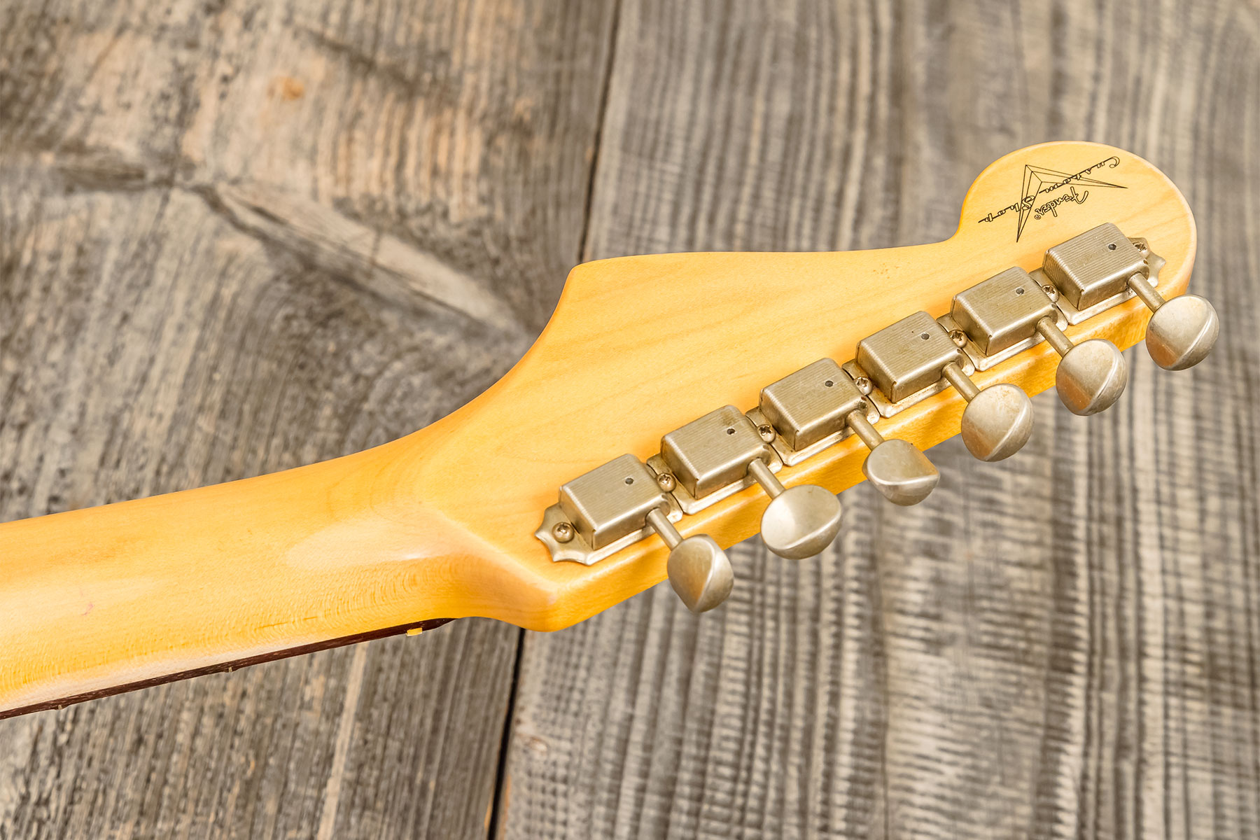 Fender Custom Shop Strat 1959 3s Trem Rw #r133800 - Relic Antique Vintage White - E-Gitarre in Str-Form - Variation 11