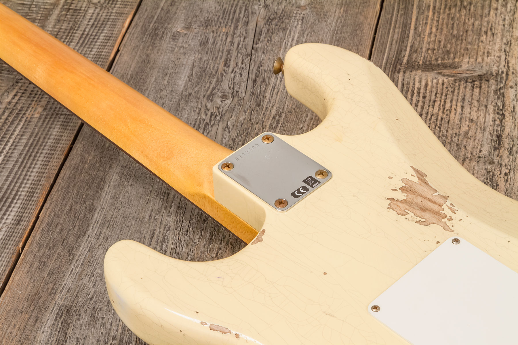 Fender Custom Shop Strat 1959 3s Trem Rw #r133800 - Relic Antique Vintage White - E-Gitarre in Str-Form - Variation 8