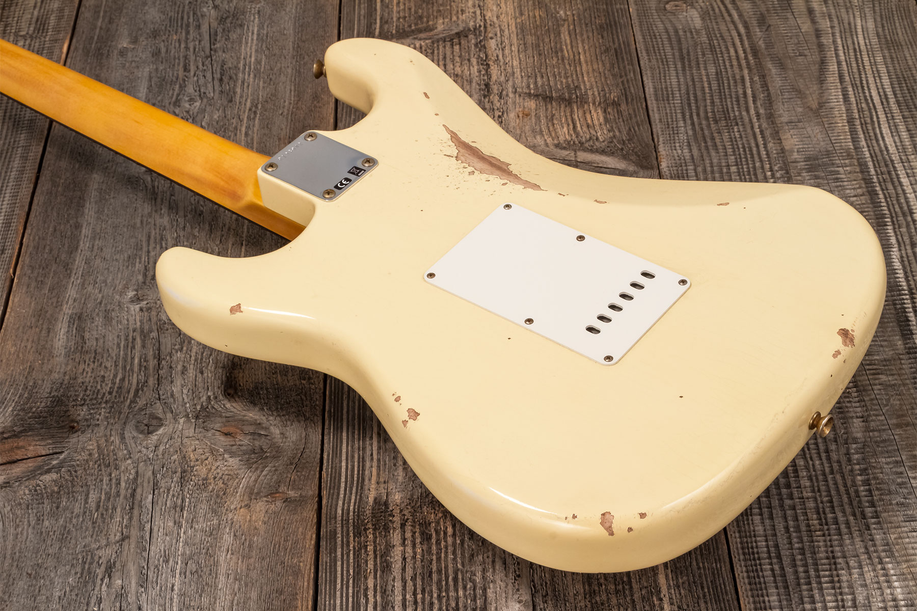 Fender Custom Shop Strat 1959 3s Trem Rw #r133842 - Relic Antique Vintage White - E-Gitarre in Str-Form - Variation 6