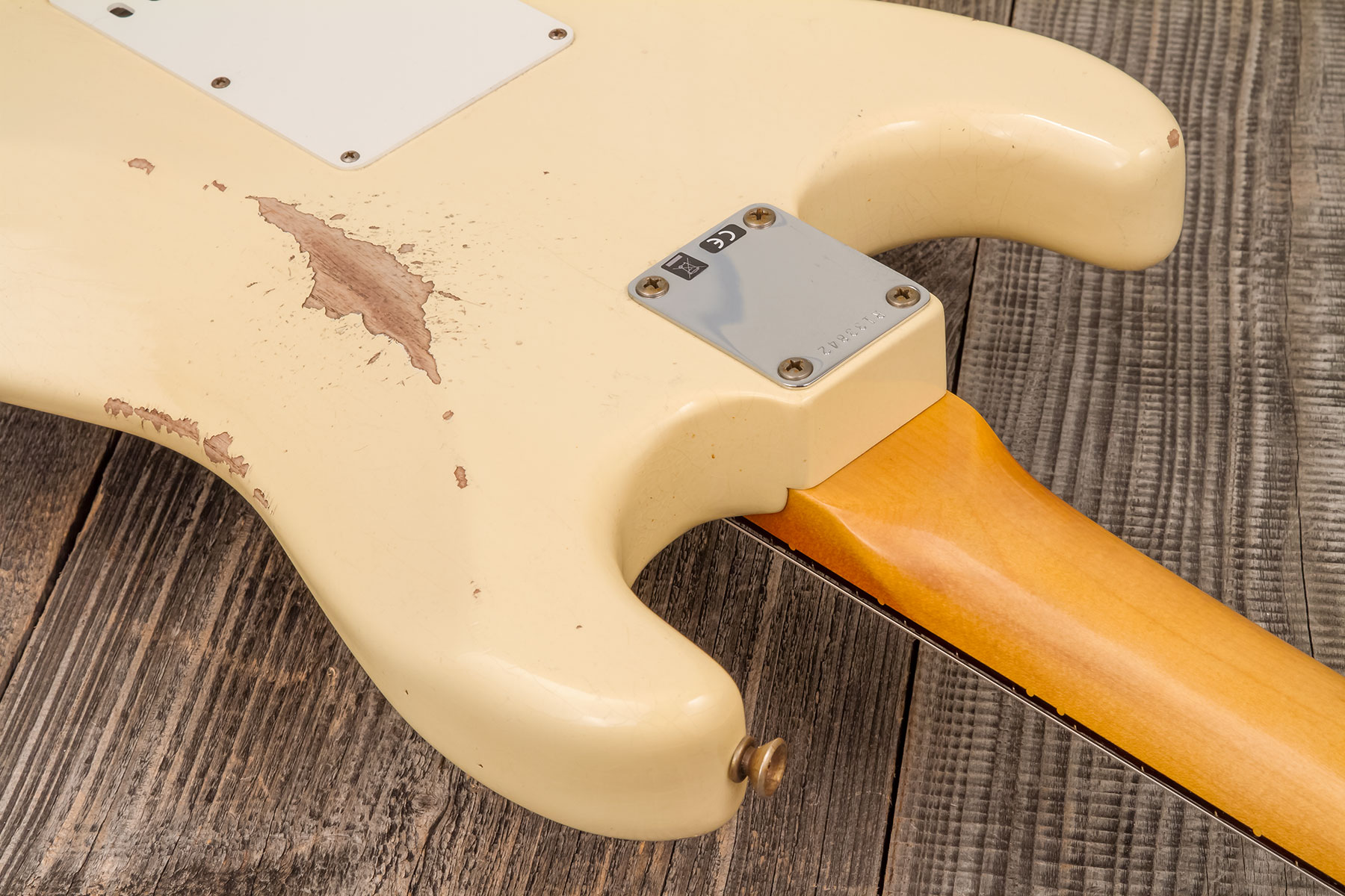 Fender Custom Shop Strat 1959 3s Trem Rw #r133842 - Relic Antique Vintage White - E-Gitarre in Str-Form - Variation 7