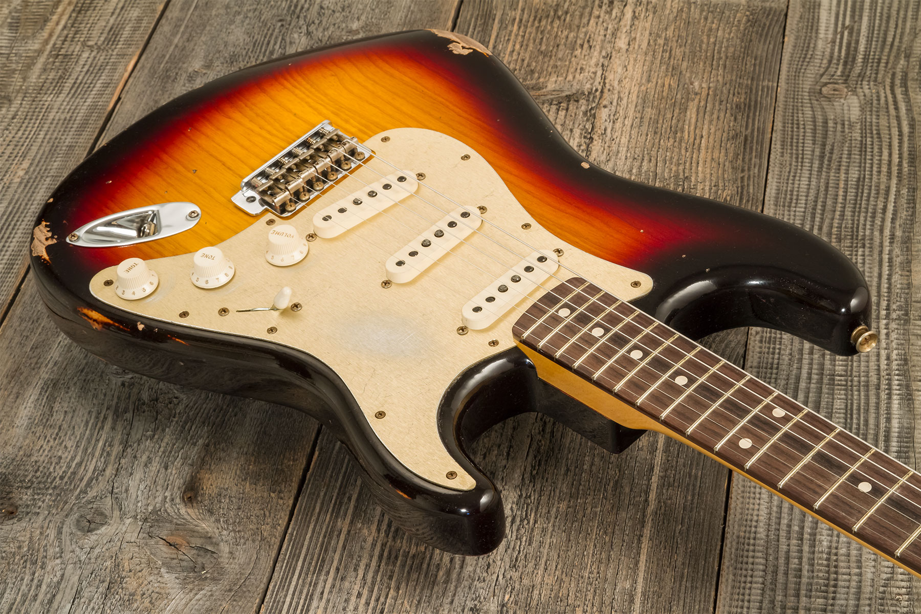 Fender Custom Shop Strat 1959 3s Trem Rw #r134762 - Relic Chocolate 3-color Sunburst - E-Gitarre in Str-Form - Variation 2