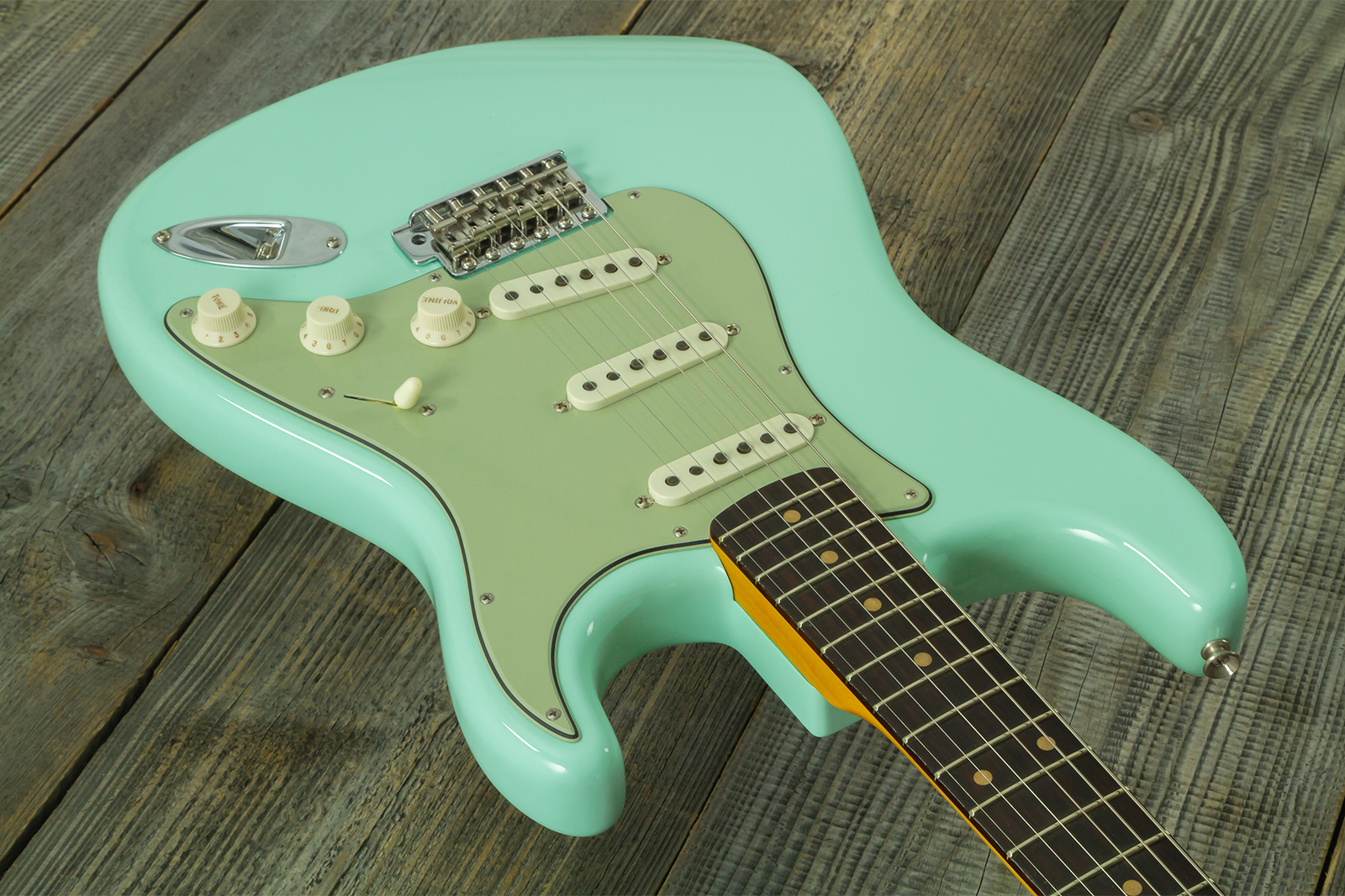Fender Custom Shop Strat 1959 Vintage Custom 3s Trem Rw #r146975 - Time Capsule Faded Surf Green - E-Gitarre in Str-Form - Variation 2