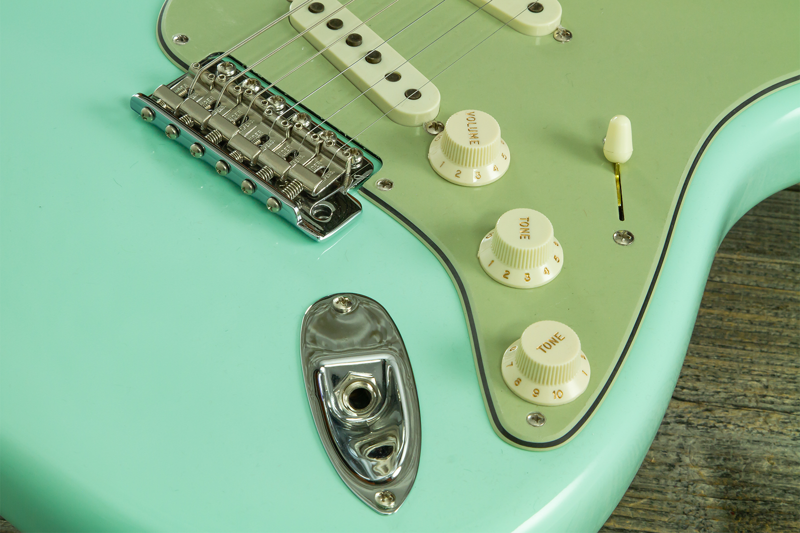 Fender Custom Shop Strat 1959 Vintage Custom 3s Trem Rw #r146975 - Time Capsule Faded Surf Green - E-Gitarre in Str-Form - Variation 5