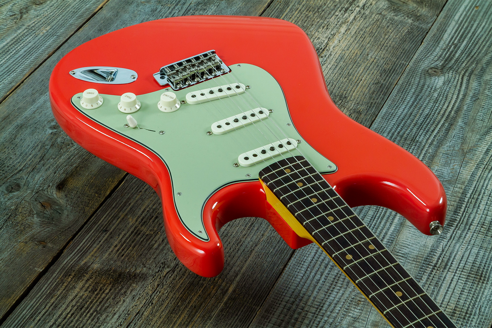 Fender Custom Shop Strat 1959 Vintage Custom 3s Trem Rw #r147785 - Time Capsule Fiesta Red - E-Gitarre in Str-Form - Variation 12
