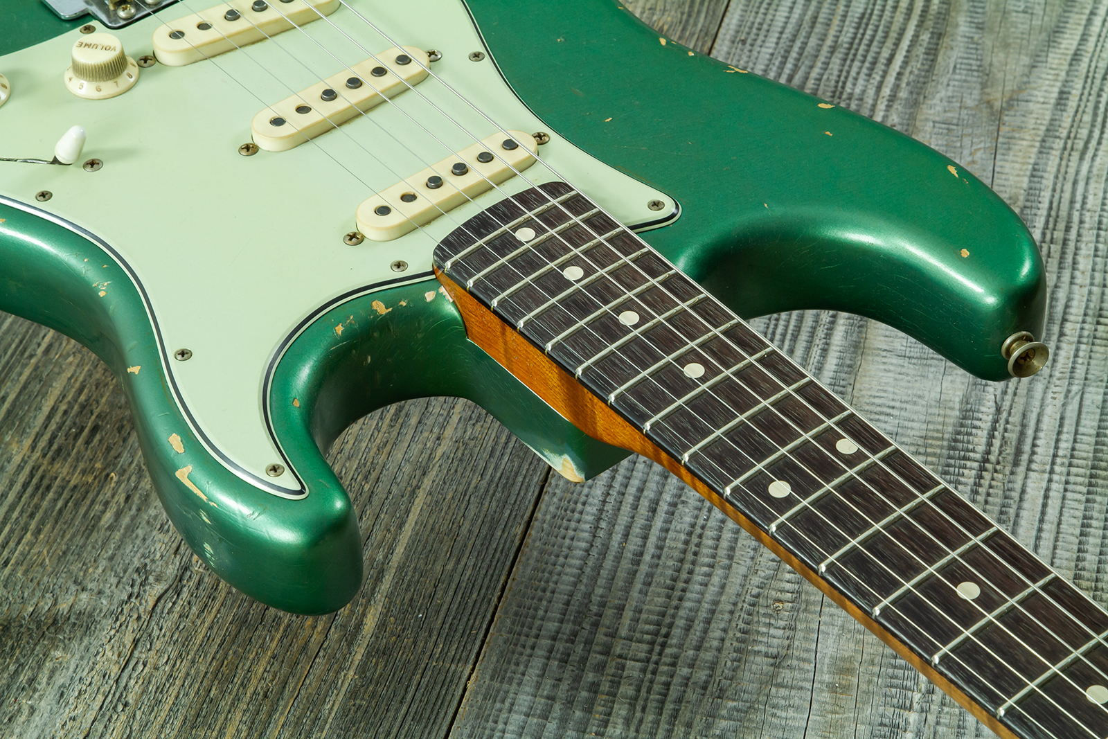 Fender Custom Shop Strat 1960/63 Mb A.macnutt 3s Trem Rw #r141359 - Relic Sherwood Green Metallic - E-Gitarre in Str-Form - Variation 5
