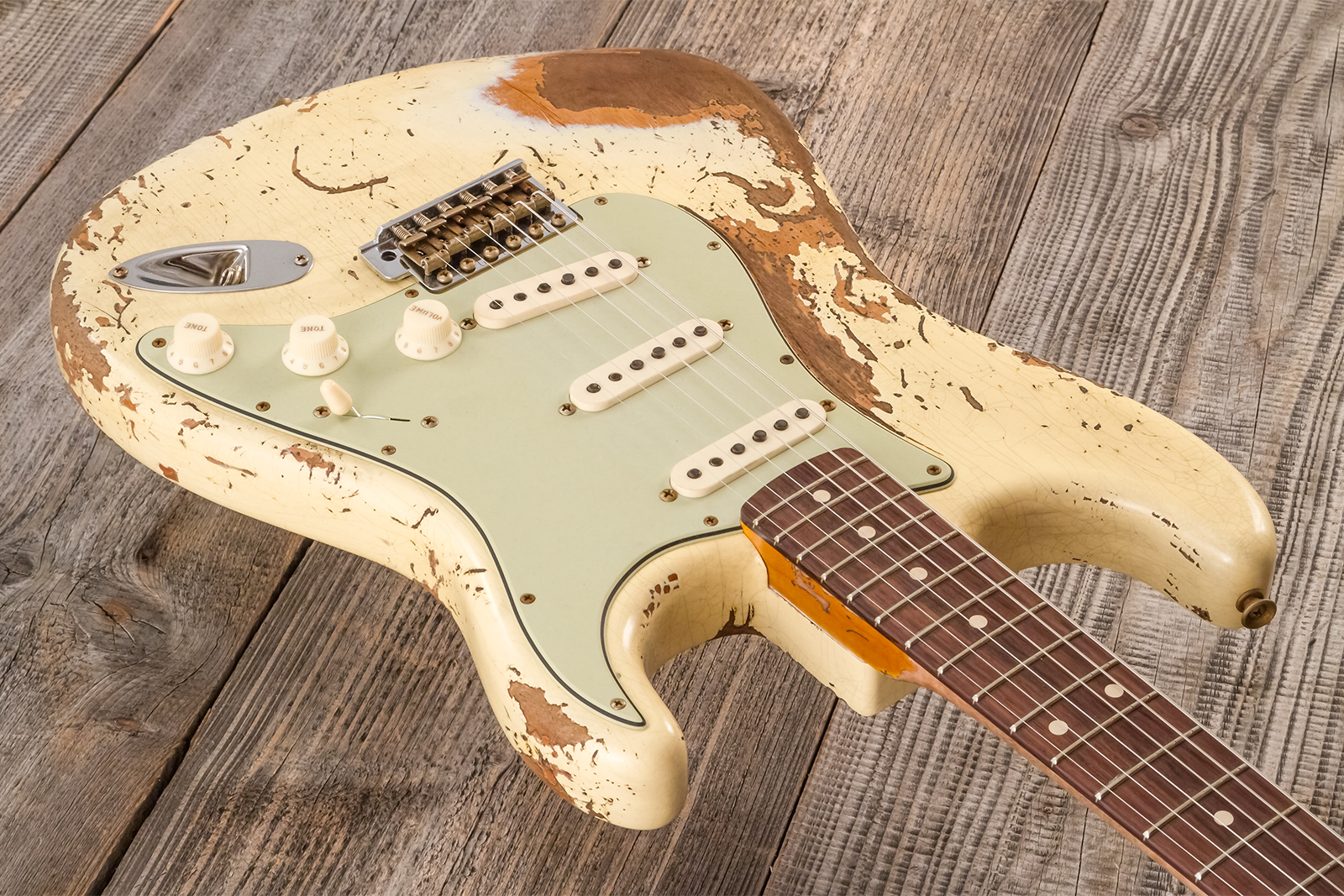 Fender Custom Shop Strat 1960 Dual Mag Ii Rw #cz563967 - Super Heavy Relic Vintage White - E-Gitarre in Str-Form - Variation 2