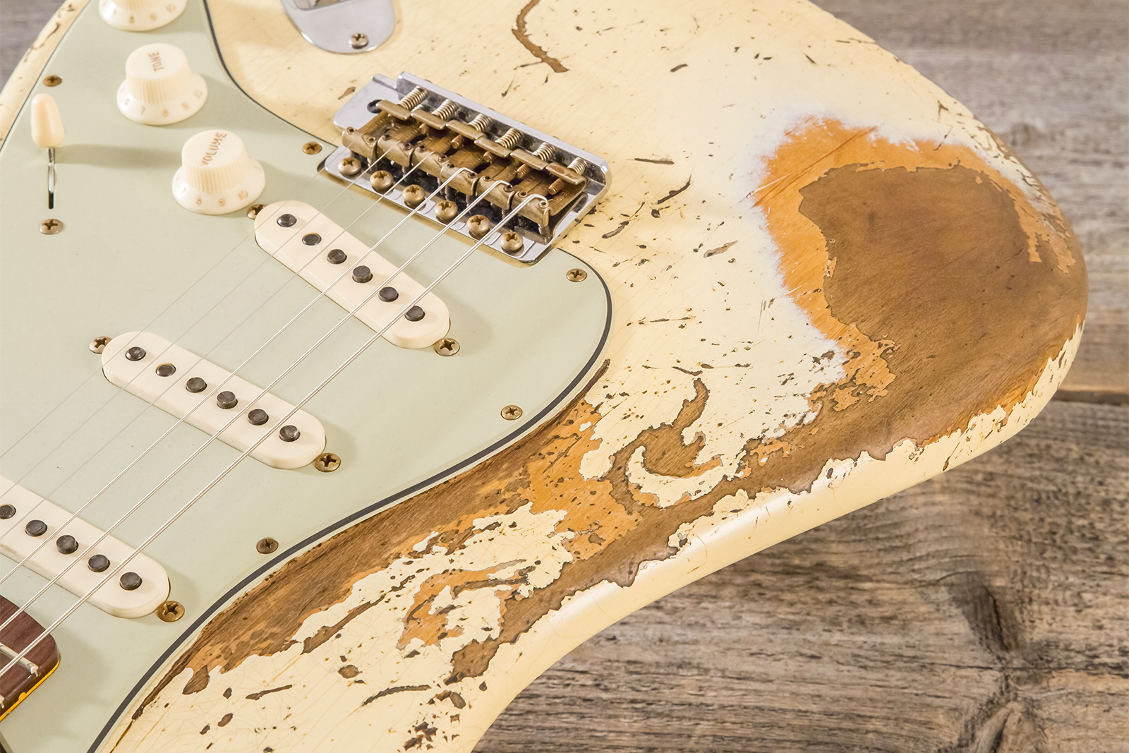 Fender Custom Shop Strat 1960 Dual Mag Ii Rw #cz563967 - Super Heavy Relic Vintage White - E-Gitarre in Str-Form - Variation 3