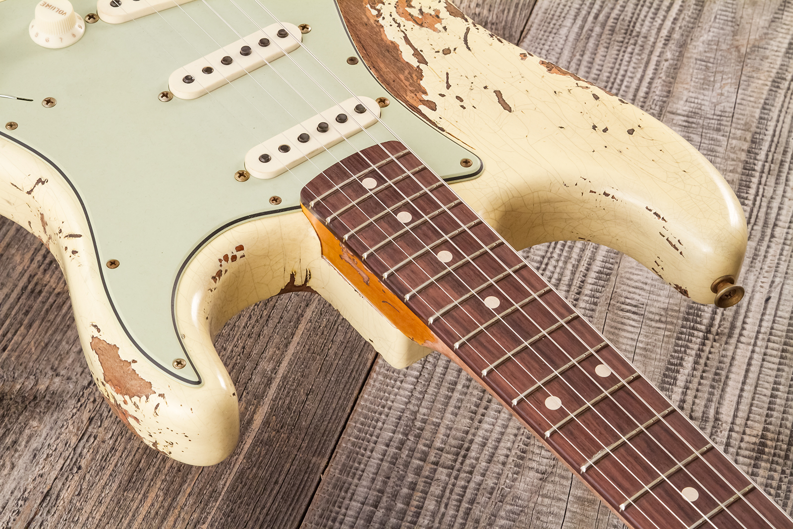 Fender Custom Shop Strat 1960 Dual Mag Ii Rw #cz563967 - Super Heavy Relic Vintage White - E-Gitarre in Str-Form - Variation 5