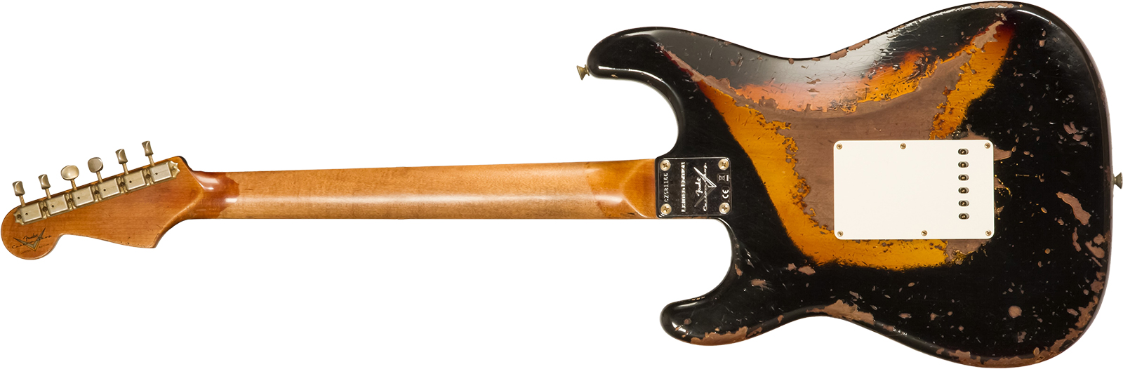 Fender Custom Shop Strat 1960 Roasted 3s Trem Rw #cz581166 - Super Heavy Relic Black O. 2-color Sunburst - E-Gitarre in Str-Form - Variation 2
