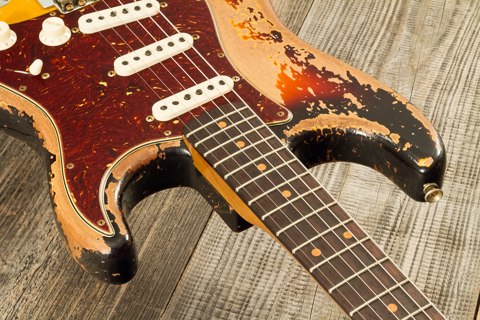 Fender Custom Shop Strat 1960 Roasted 3s Trem Rw #cz583123 - Super Heavy Relic 3-color Sunburst - E-Gitarre in Str-Form - Variation 4