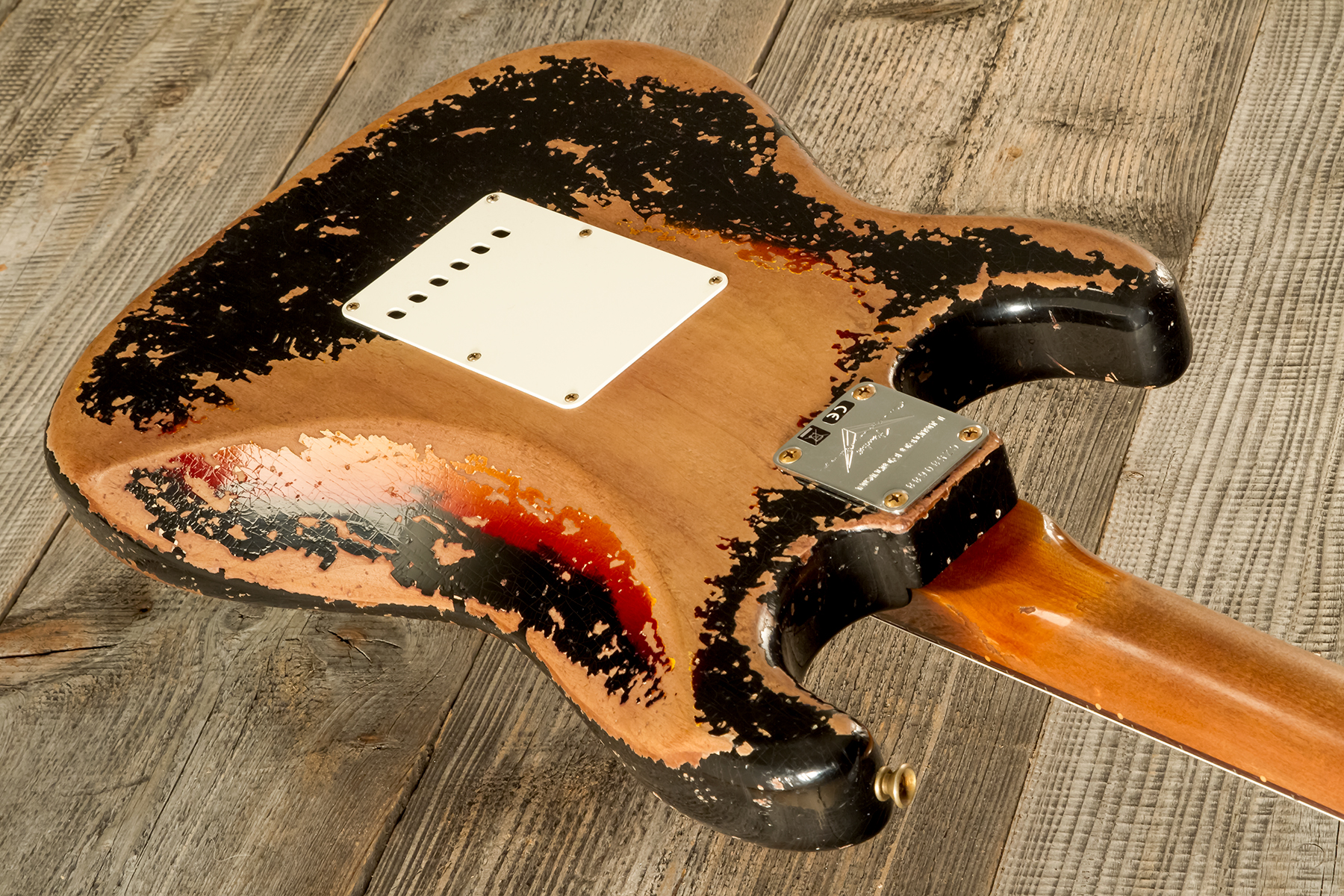 Fender Custom Shop Strat 1961 3s Trem #cz580688 - Super Heavy Relic Black O. 3-color Sunburst - E-Gitarre in Str-Form - Variation 6