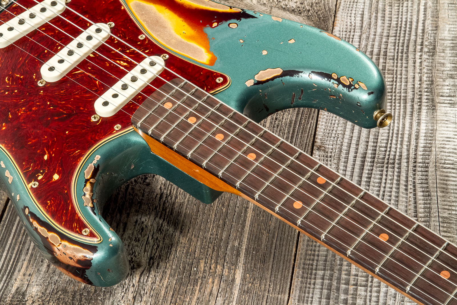 Fender Custom Shop Strat 1961 3s Trem Rw #cz573502 - Super Heavy Relic Sherwood Green Metallic O. 3-cs - E-Gitarre in Str-Form - Variation 4