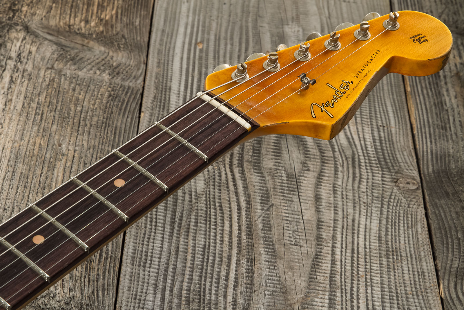Fender Custom Shop Strat 1961 3s Trem Rw #cz573714 - Heavy Relic Aged Sonic Blue O. 3-color Sunburst - E-Gitarre in Str-Form - Variation 7