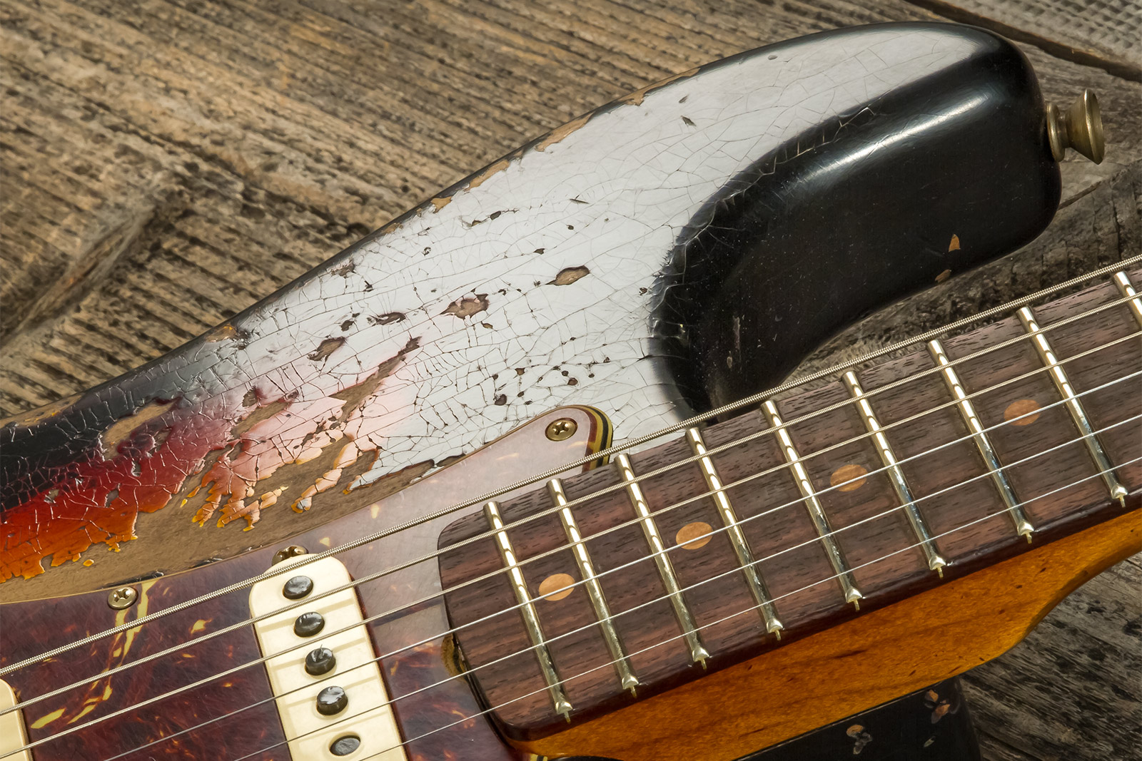 Fender Custom Shop Strat 1961 3s Trem Rw #cz576153 - Super Heavy Relic Black O. 3-color Sunburst - E-Gitarre in Str-Form - Variation 5
