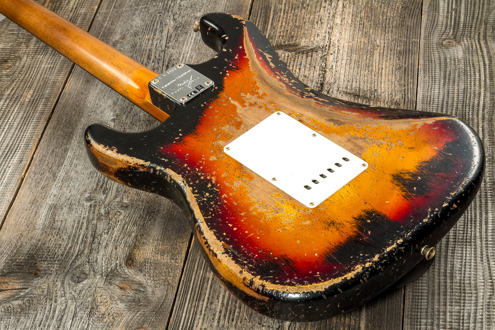 Fender Custom Shop Strat 1961 3s Trem Rw #cz576153 - Super Heavy Relic Black O. 3-color Sunburst - E-Gitarre in Str-Form - Variation 6