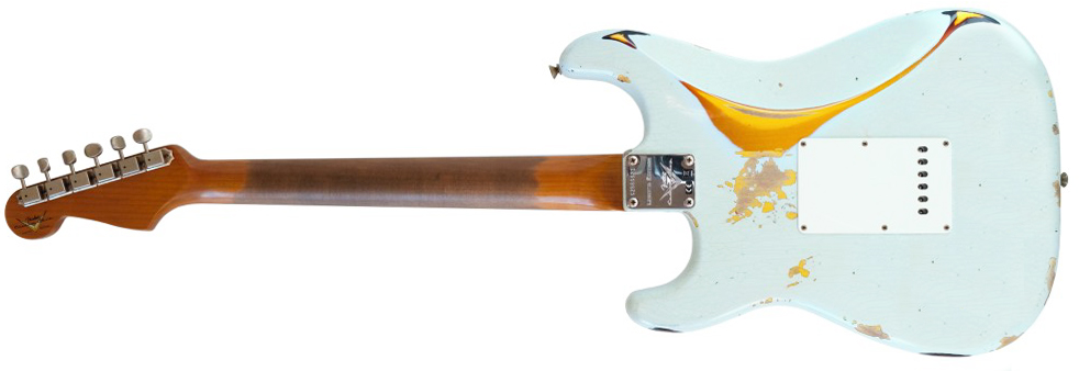 Fender Custom Shop Strat 1961 3s Trem Rw #cz580999 - Heavy Relic Sonic Blue O. 3-color Sunburst - E-Gitarre in Str-Form - Variation 1
