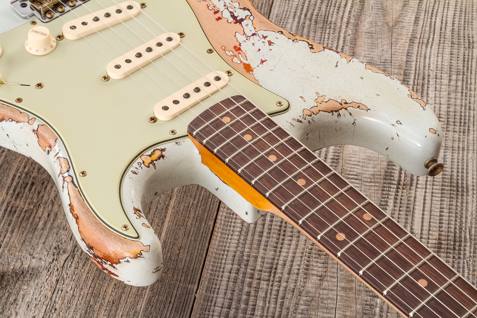 Fender Custom Shop Strat 1961 Bone Tone 3s Trem Rw #cz583129 - Super Heavy Relic Sonic Blue O. 3-color Sunburst - E-Gitarre in Str-Form - Variation 5