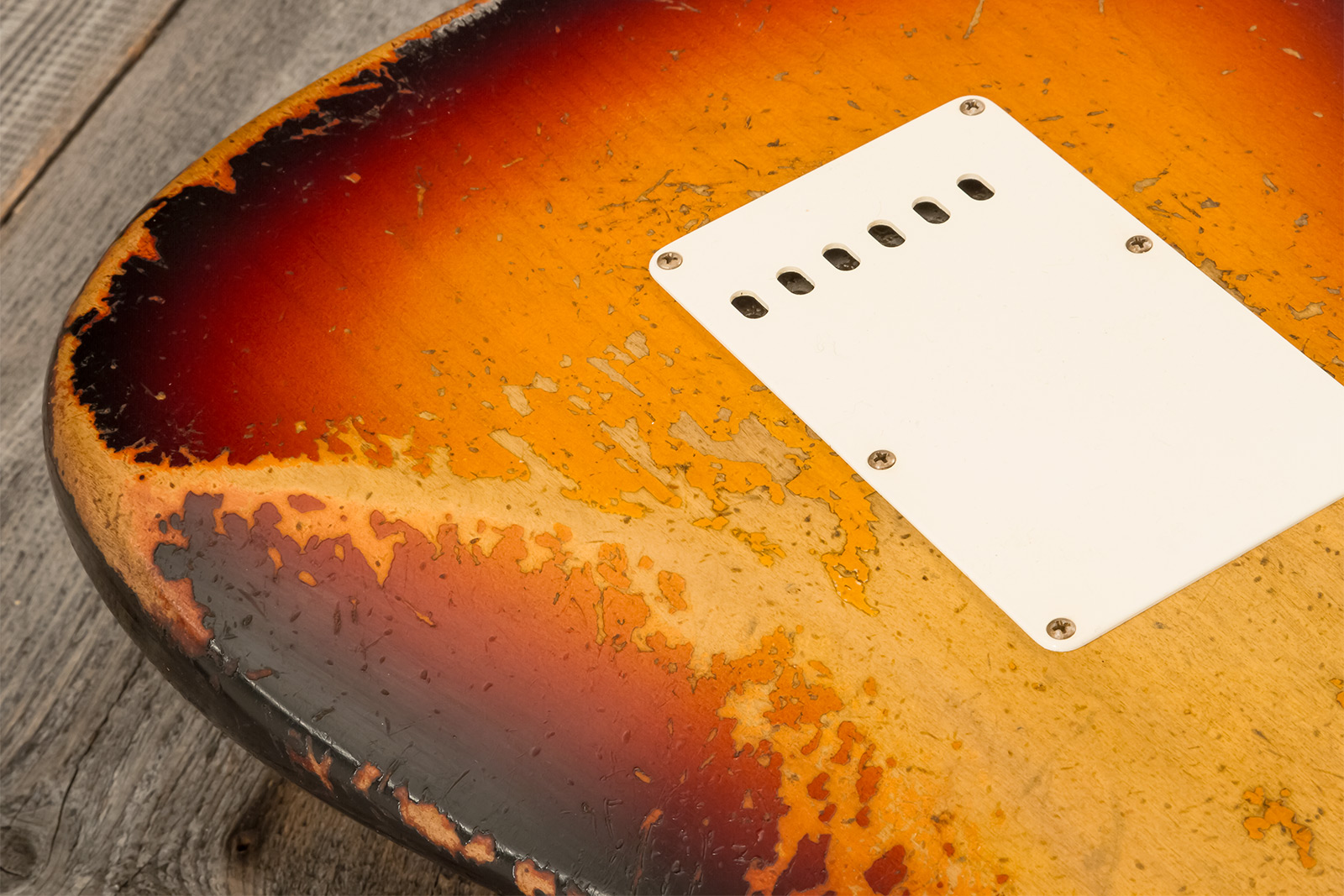 Fender Custom Shop Strat 1961 Masterbuilt D.wilson 3s Trem Rw #cz552177 - Heavy Relic 3-color Sunburst - E-Gitarre in Str-Form - Variation 10