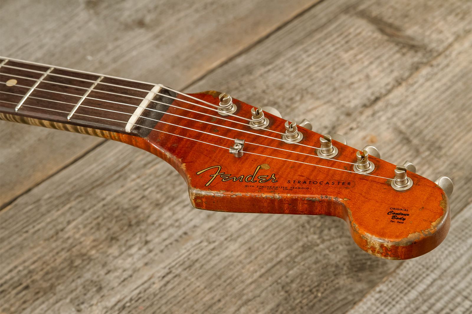 Fender Custom Shop Strat 1961 Masterbuilt D.wilson 3s Trem Rw #cz552177 - Heavy Relic 3-color Sunburst - E-Gitarre in Str-Form - Variation 6