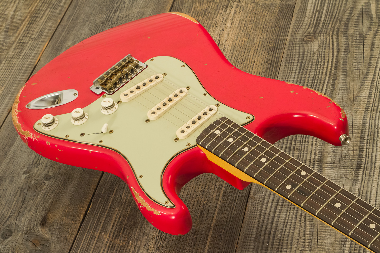 Fender Custom Shop Strat 1961 Masterbuilt K.mcmillin 3s Trem Abw #r132221 - Relic Fiesta Red - E-Gitarre in Str-Form - Variation 3