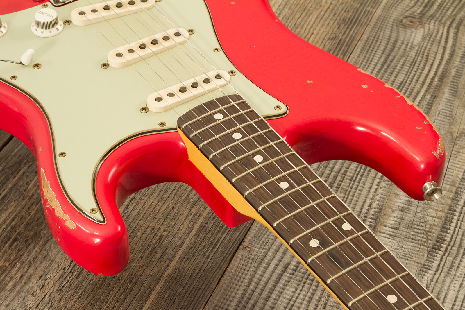 Fender Custom Shop Strat 1961 Masterbuilt K.mcmillin 3s Trem Abw #r132221 - Relic Fiesta Red - E-Gitarre in Str-Form - Variation 6