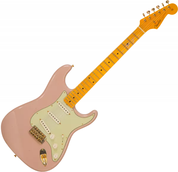Solidbody e-gitarre Fender Custom Shop '62 Bone Tone Stratocaster #CZ561198 - Journeyman relic dirty shell pink