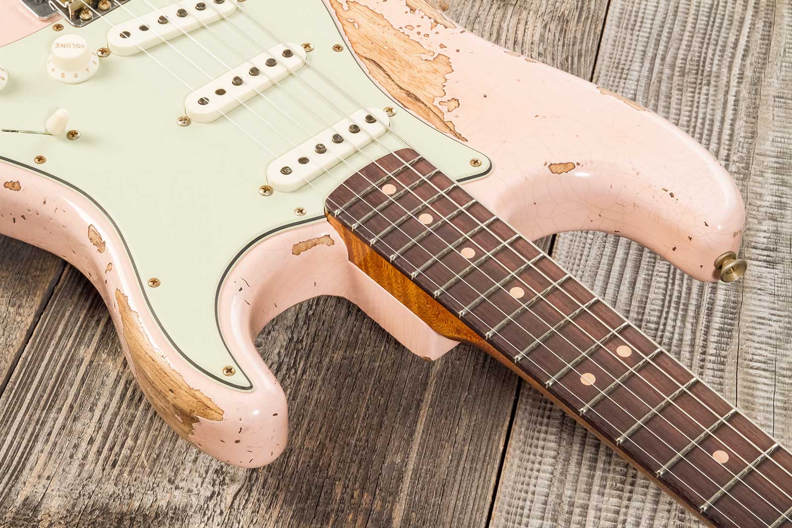 Fender Custom Shop Strat 1963 3s Trem Rw #r136150 - Super Heavy Relic Shell Pink - E-Gitarre in Str-Form - Variation 4