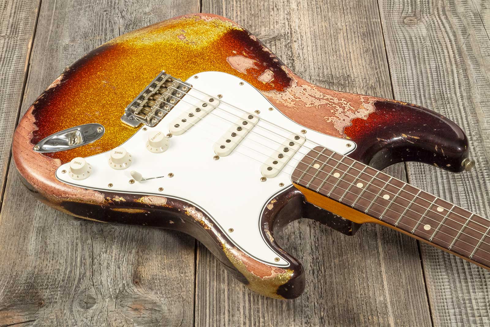 Fender Custom Shop Strat 1963 3s Trem Rw #r136169 - Super Heavy Relic Sparkle 3-color Sunburst - E-Gitarre in Str-Form - Variation 2
