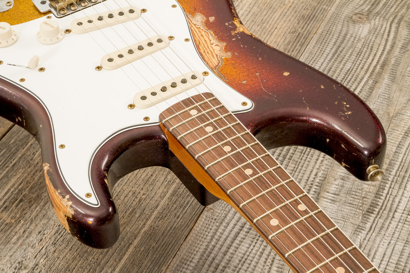 Fender Custom Shop Strat 1963 3s Trem Rw #r141255 - Super Heavy Relic Sparkle 3-color Sunburst - E-Gitarre in Str-Form - Variation 6